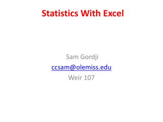 Statistics With Excel