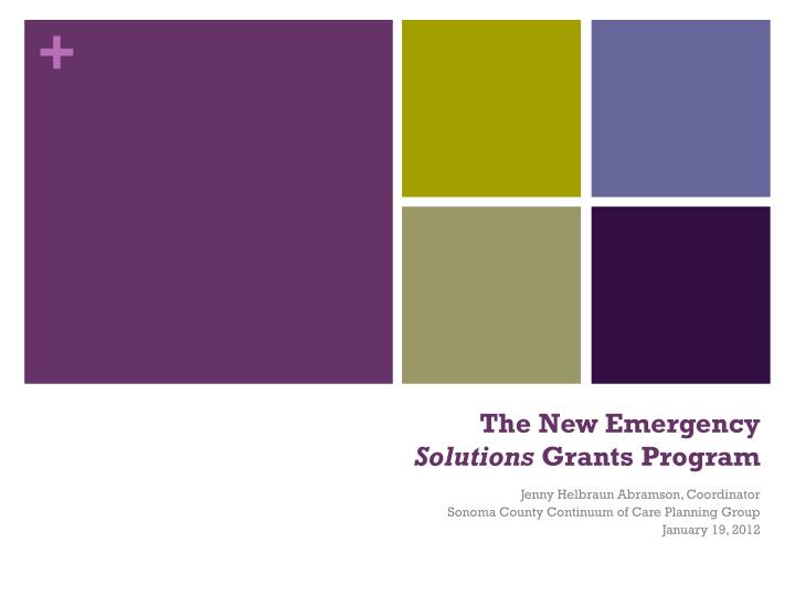 the new emergency solutions grants program