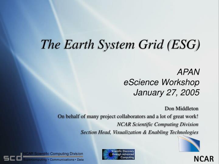 the earth system grid esg