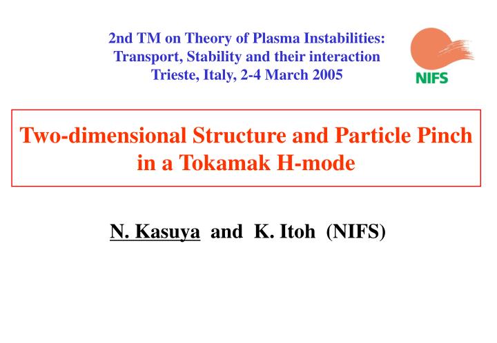 two dimensional structure and particle pinch in a tokamak h mode