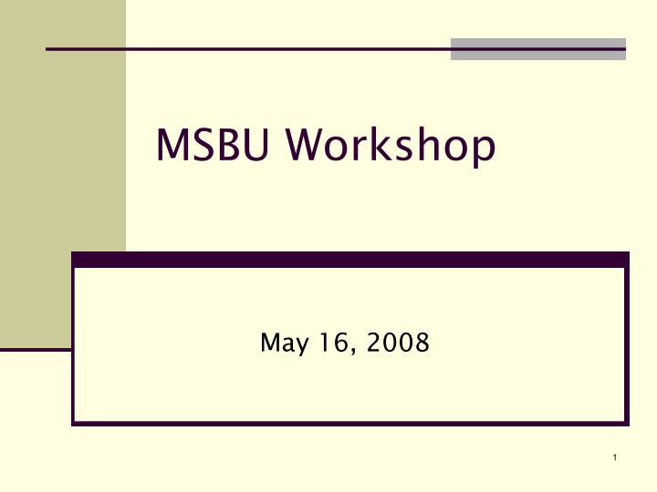 msbu workshop
