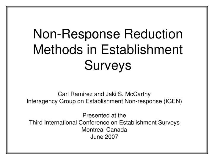 non response reduction methods in establishment surveys
