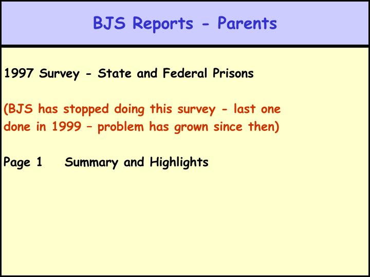 bjs reports parents