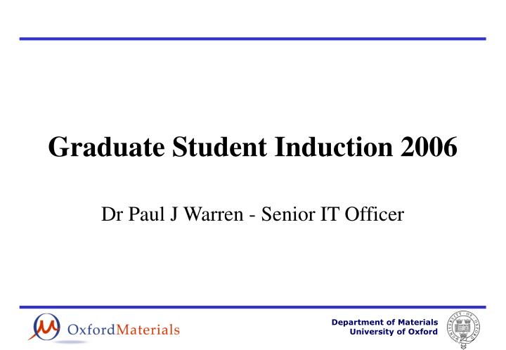graduate student induction 2006