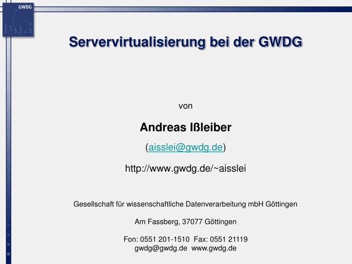 servervirtualisierung bei der gwdg