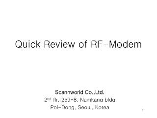 Quick Review of RF-Modem