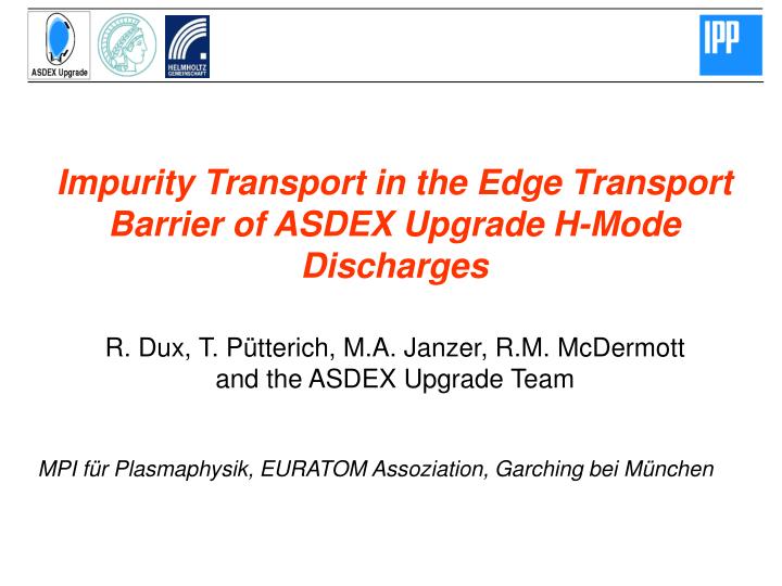 impurity transport in the edge transport barrier of asdex upgrade h mode discharges