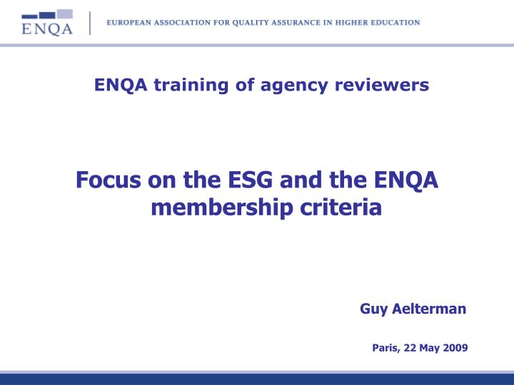 enqa training of agency reviewers