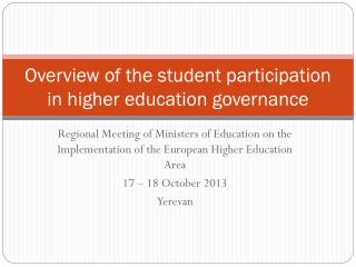 Overview of the student participation in higher education governance