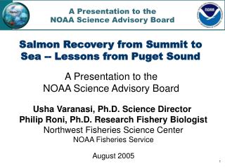 A Presentation to the NOAA Science Advisory Board