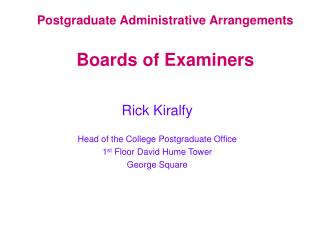 Postgraduate Administrative Arrangements Boards of Examiners