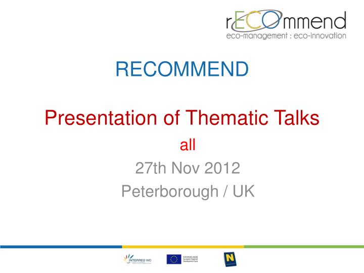 recommend presentation of thematic talks