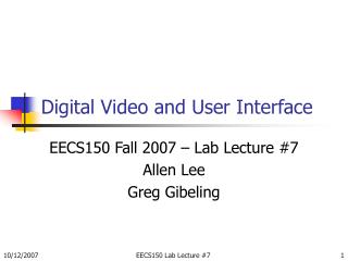 Digital Video and User Interface