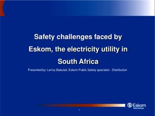 Safety challenges faced by Eskom, the electricity utility in South Africa