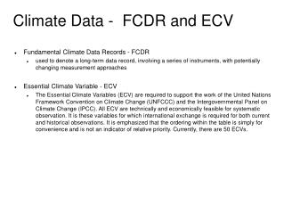 Climate Data - FCDR and ECV