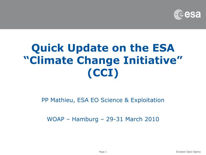 quick update on the esa climate change initiative cci