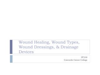 Wound Healing, Wound Types, Wound Dressings, &amp; Drainage Devices