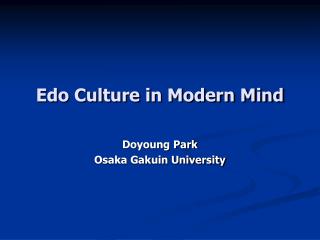 Edo Culture in Modern Mind
