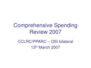 Comprehensive Spending Review 2007