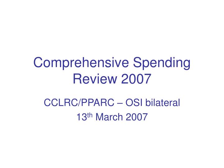 comprehensive spending review 2007