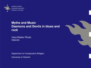 Myths and Music Daemons and Devils in blues and rock