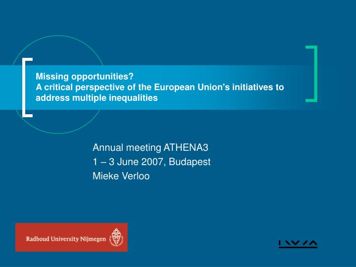 annual meeting athena3 1 3 june 2007 budapest mieke verloo