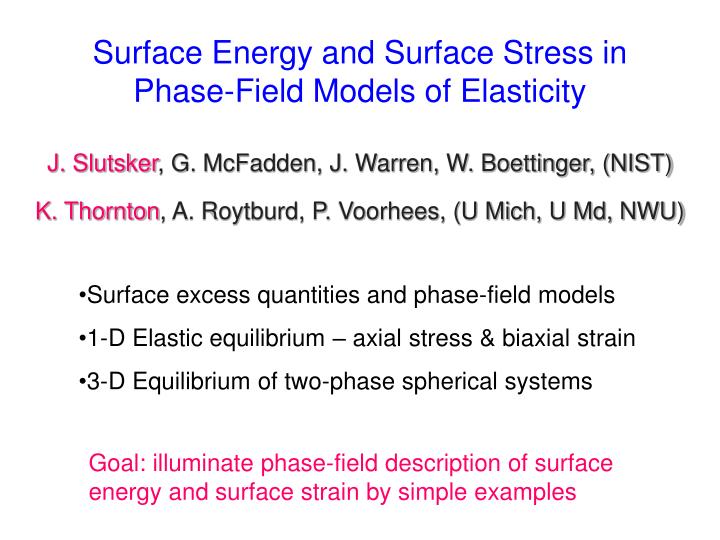 surface energy and surface stress in phase field models of elasticity