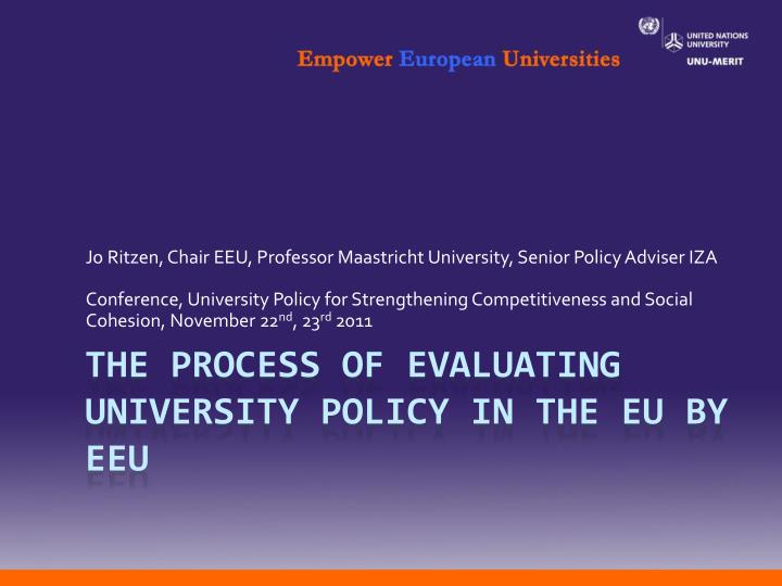 the process of evaluating university policy in the eu by eeu