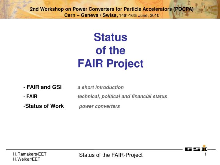 status of the fair project