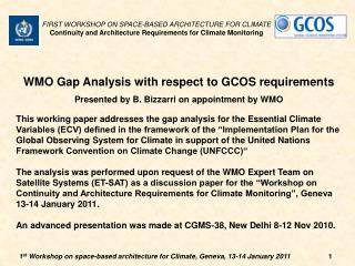 WMO Gap Analysis with respect to GCOS requirements