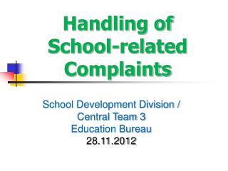 Handling of School-related Complaints