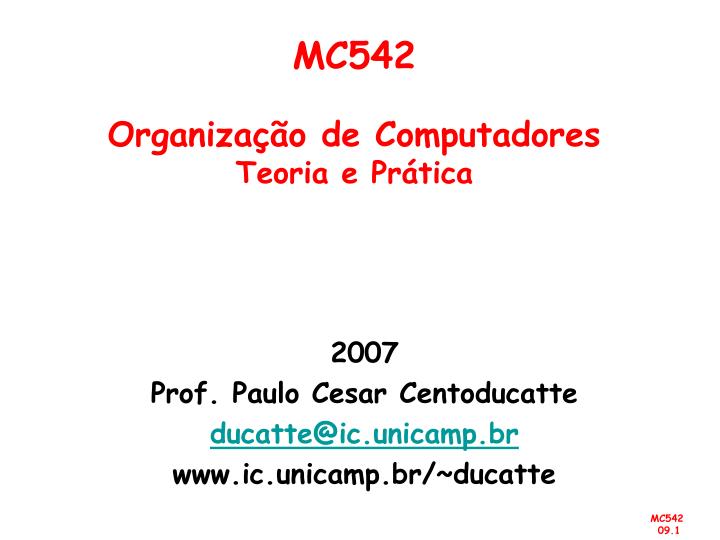 mc542 organiza o de computadores teoria e pr tica