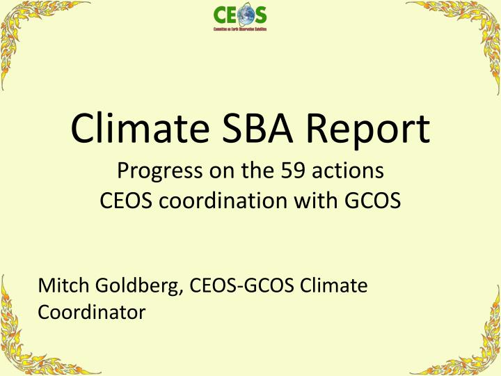 climate sba report progress on the 59 actions ceos coordination with gcos