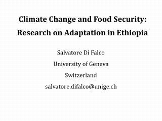 Climate Change and Food Security: Research on Adaptation in Ethiopia
