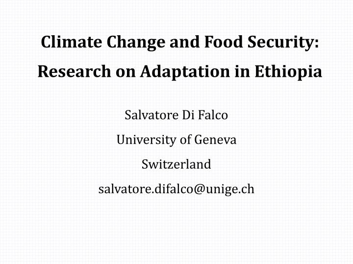 climate change and food security research on adaptation in ethiopia