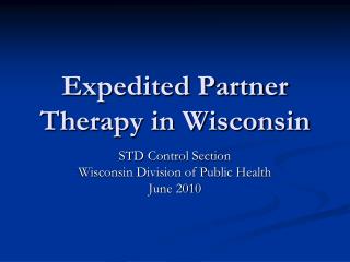 Expedited Partner Therapy in Wisconsin
