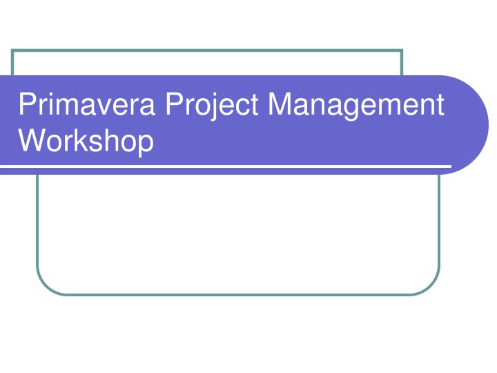 primavera project management workshop