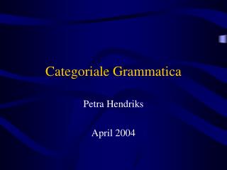 categoriale grammatica