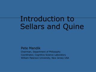 Introduction to Sellars and Quine