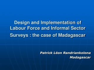 Design and Implementation of Labour Force and Informal Sector Surveys : the case of Madagascar
