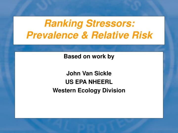ranking stressors prevalence relative risk