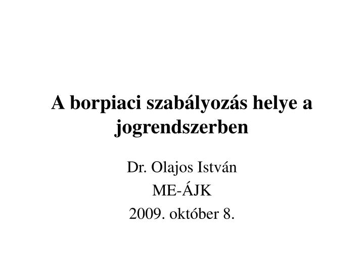 a borpiaci szab lyoz s helye a jogrendszerben