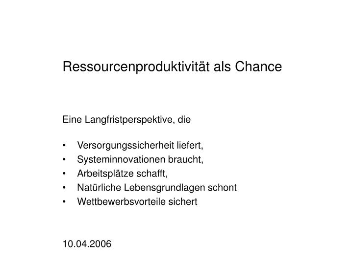 ressourcenproduktivit t als chance