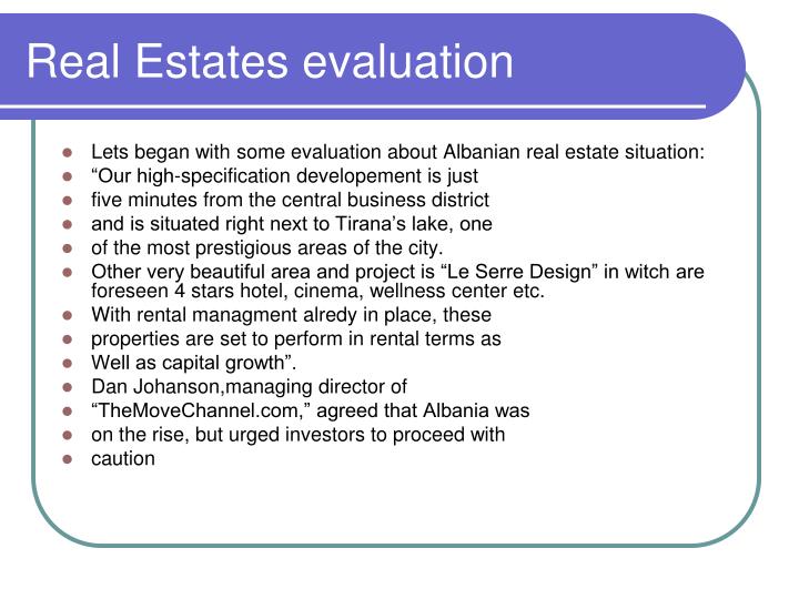 real estates evaluation