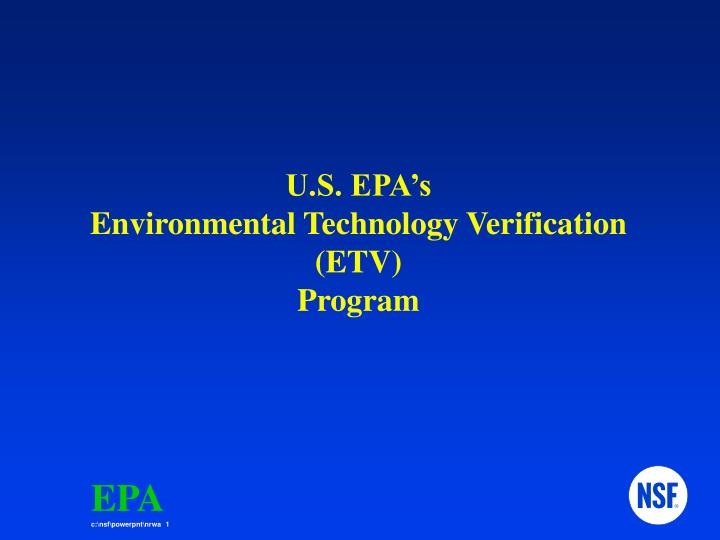 u s epa s environmental technology verification etv program