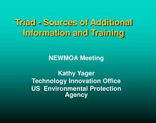 Triad - Sources of Additional Information and Training