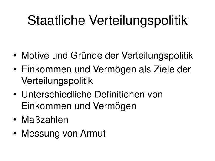 staatliche verteilungspolitik