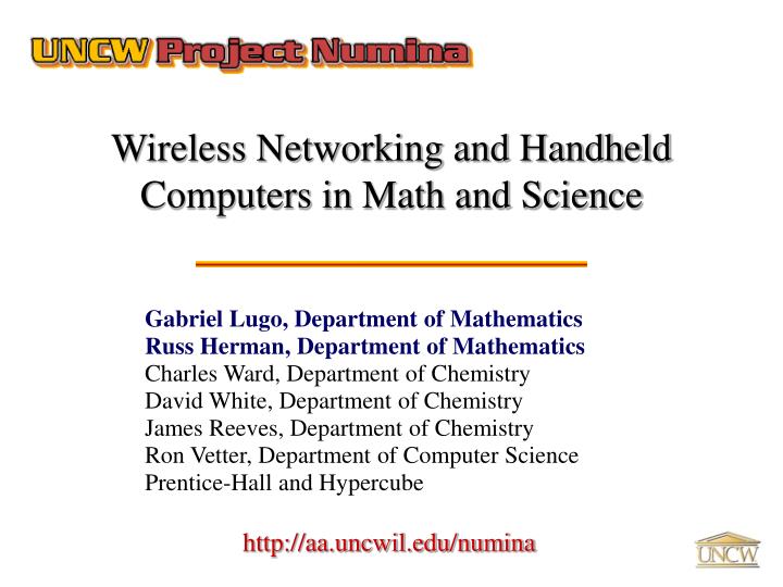 wireless networking and handheld computers in math and science