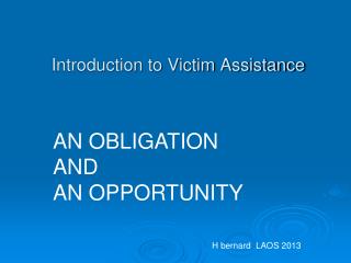 Introduction to Victim Assistance