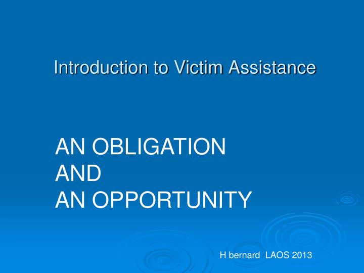 introduction to victim assistance